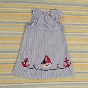 ⭐ Good Lad Seersucker Patriotic Nautical Bow Dress size 2T